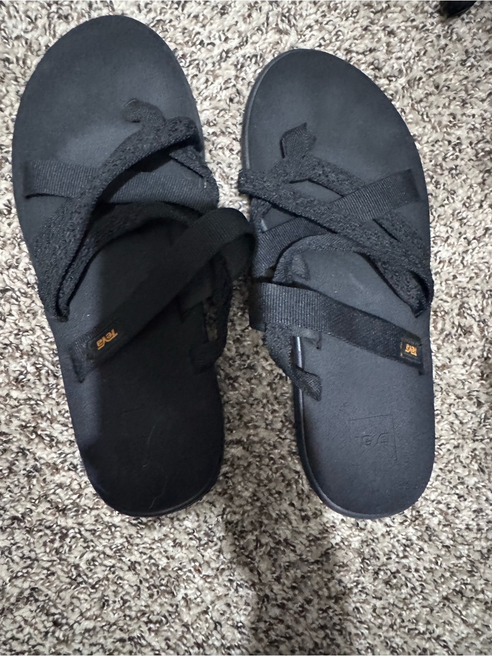 Women's Teva Black Slide Sandals with Crisscross Straps